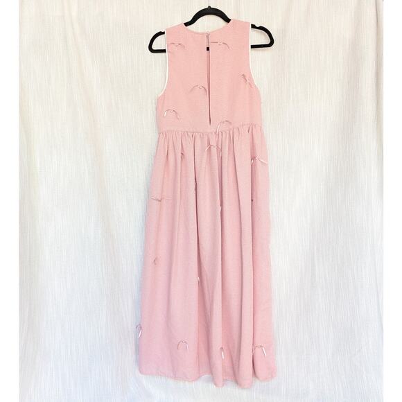 Dream Sister Jane Pink Bow Embellished Sleeveless Midi Dress, size S - Picture 3 of 9